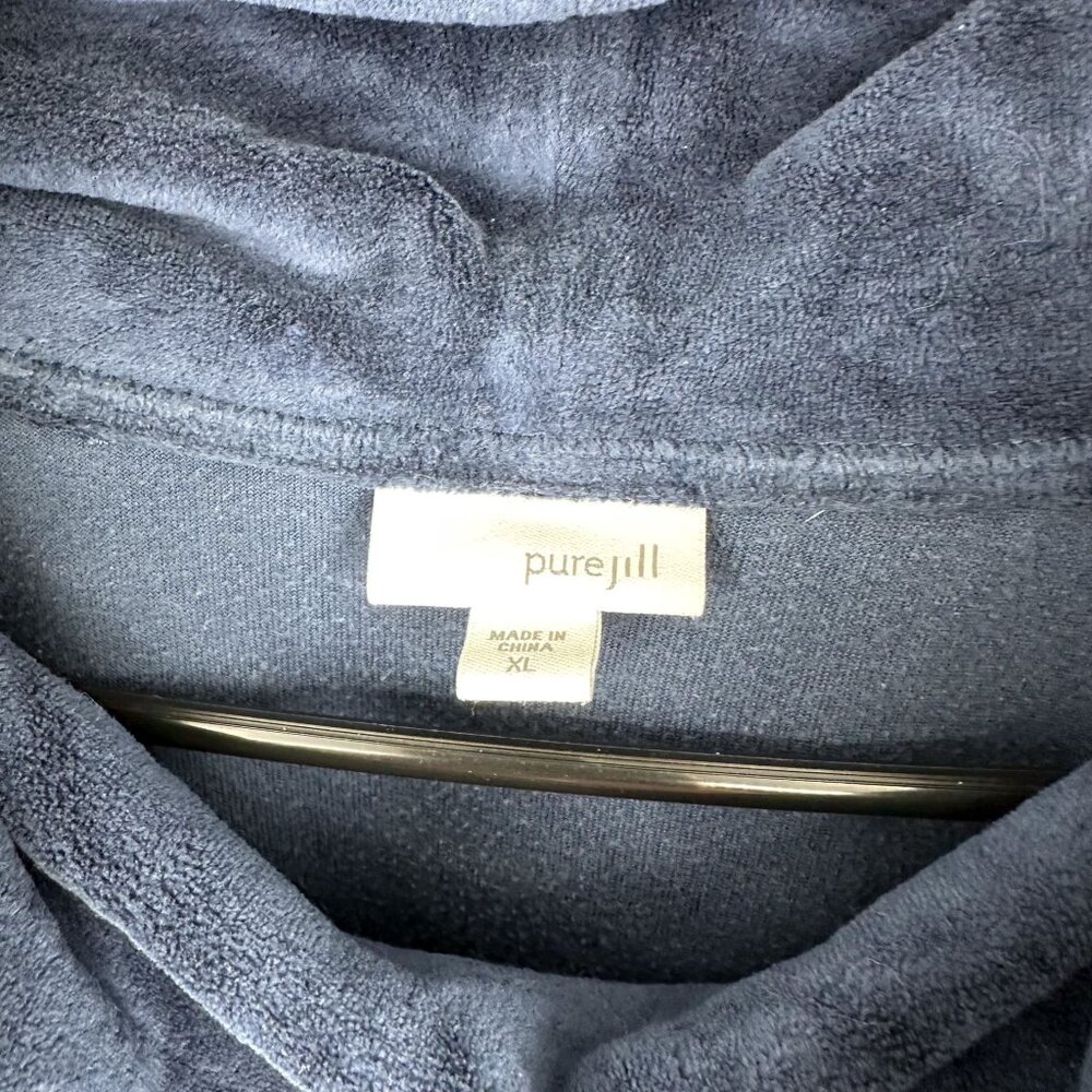 J.jill Purejill Navy Cowl Tunic top Velour size XL - Picture 2 of 5